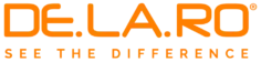 Logotipo de DELARO, fabricante de gafas deportivas utilizadas en entrenamientos de tiro al plato.